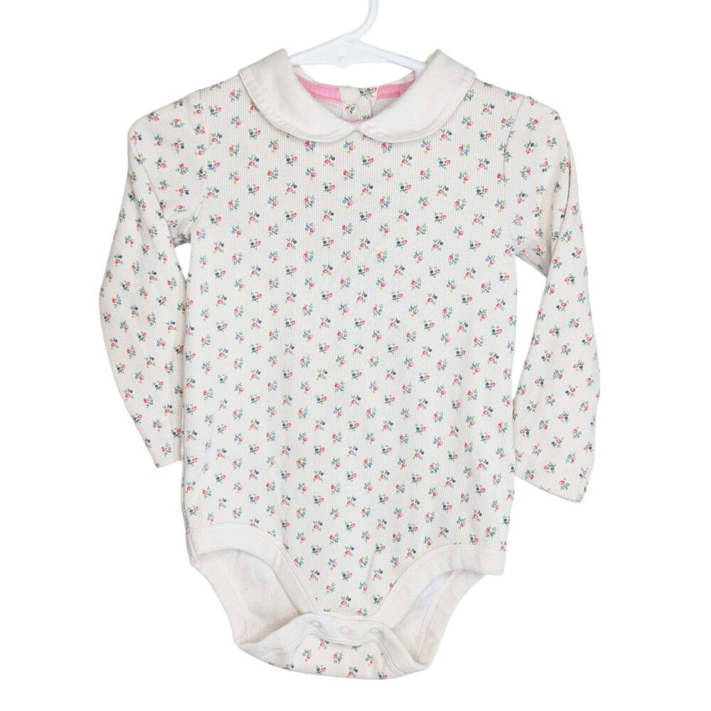 Baby Boden Long Sleeve One Piece Sz 12-18 Mos Snap Button Cottagecore Prairie